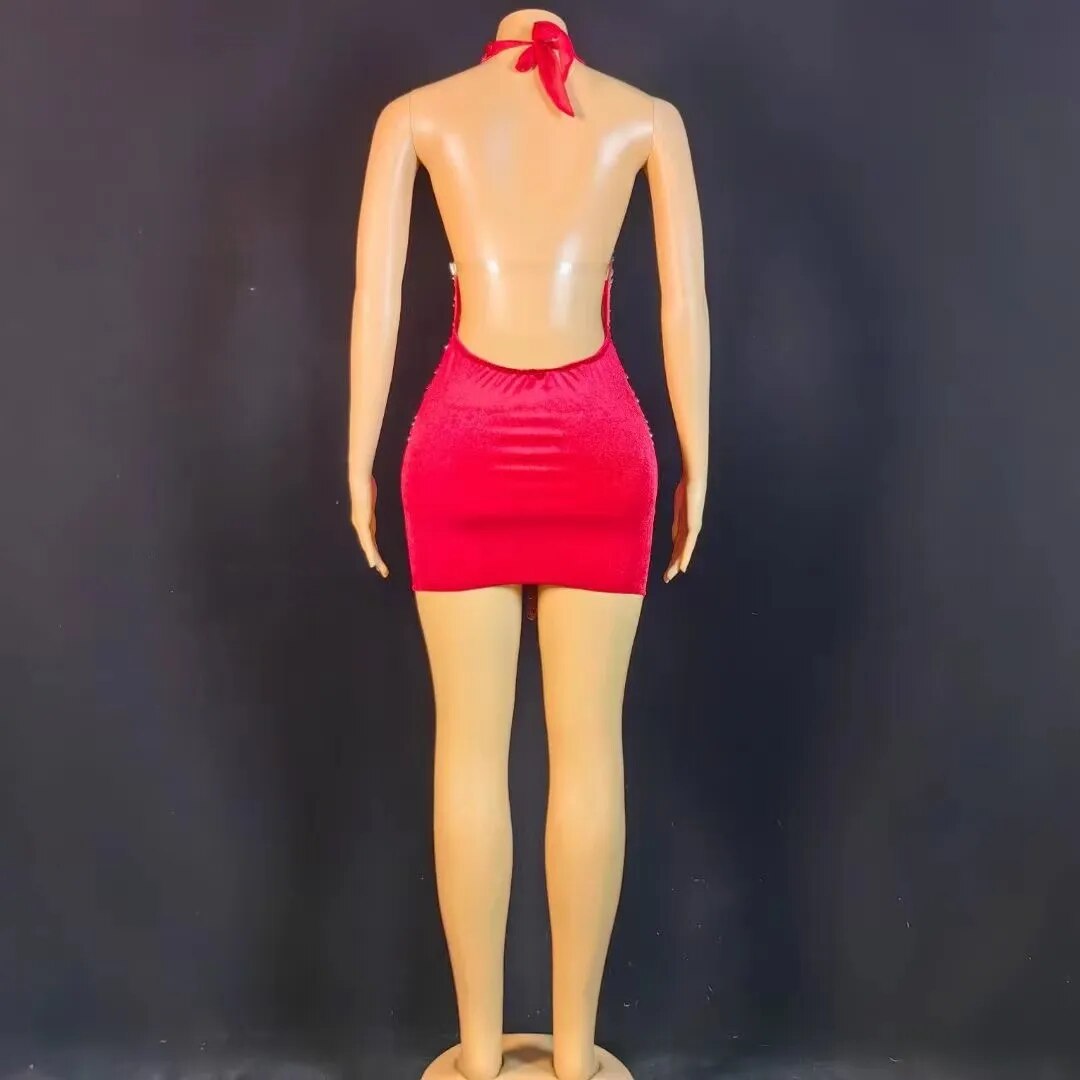 Nova Rhinestone Backless Dress Fashion Closet Clothing