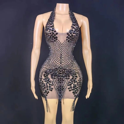 Nova Rhinestone Backless Dress Fashion Closet Clothing