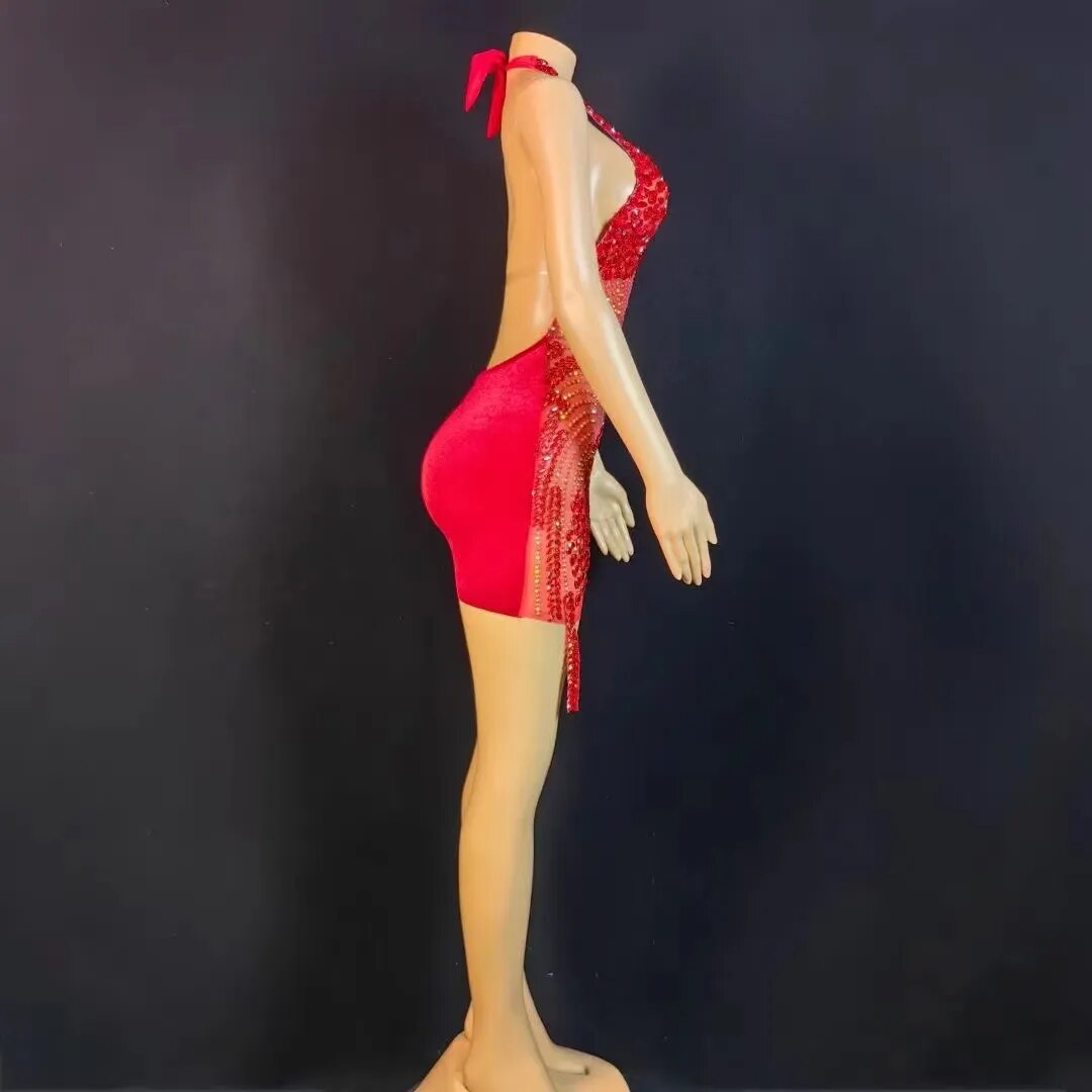 Nova Rhinestone Backless Dress Fashion Closet Clothing