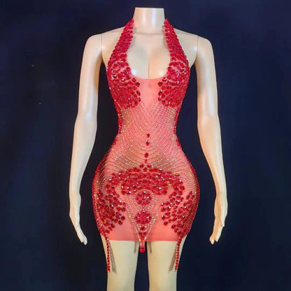 Nova Rhinestone Backless Dress Fashion Closet Clothing