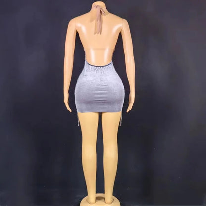 Nova Rhinestone Backless Dress Fashion Closet Clothing