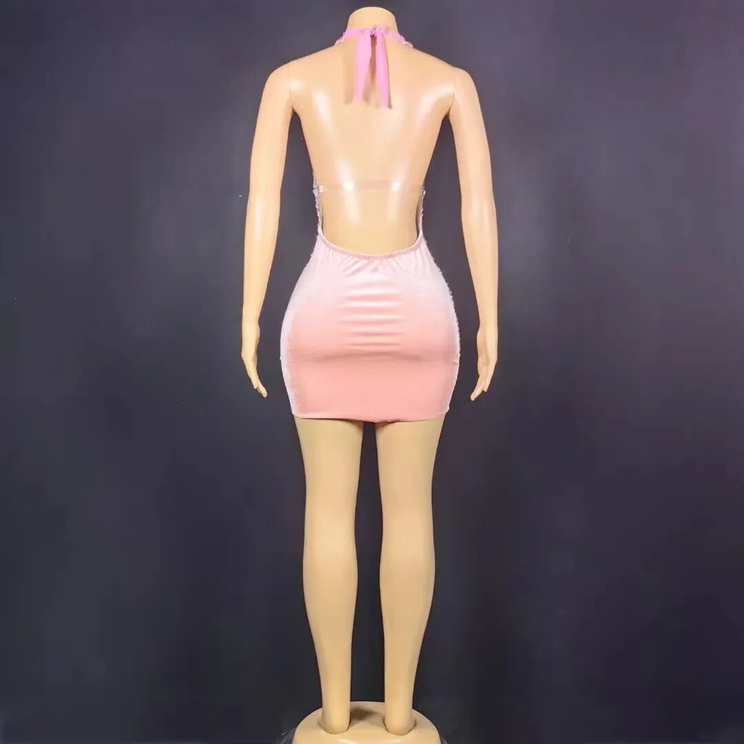 Nova Rhinestone Backless Dress Fashion Closet Clothing