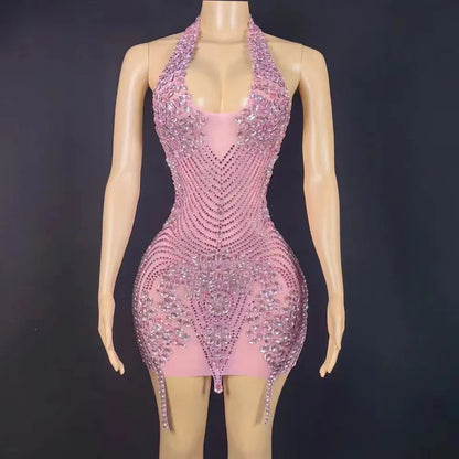 Nova Rhinestone Backless Dress Fashion Closet Clothing