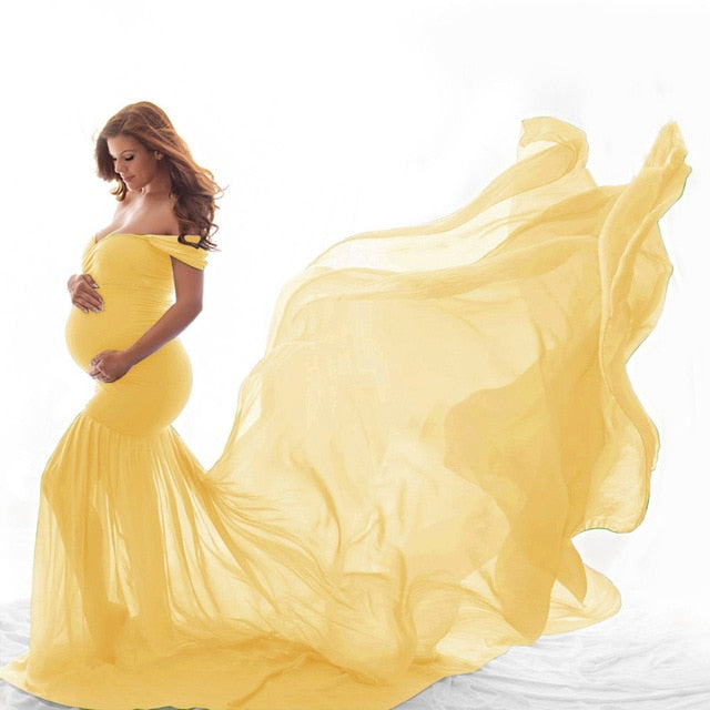 Off Shoulder Maxi Maternity Gown Fashion Closet Clothing