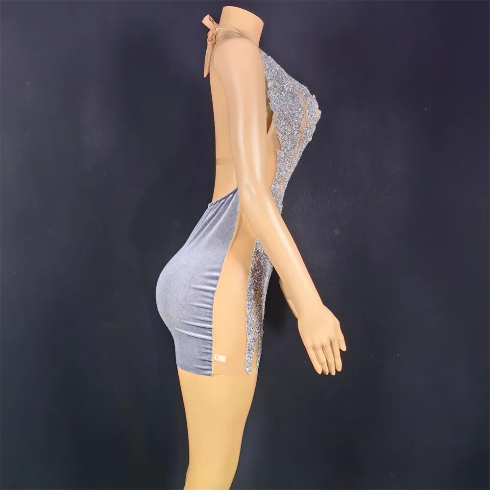 Crystal Bling Bodysuit Dress