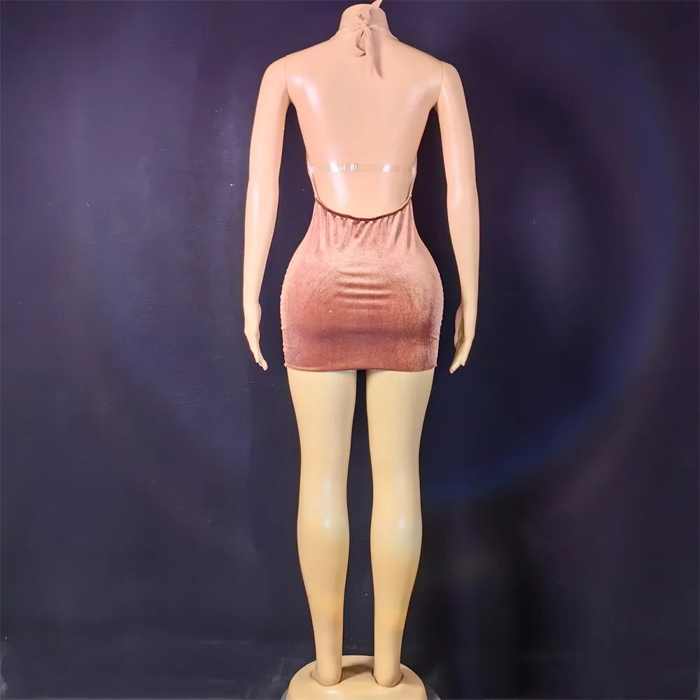 Olga Rhinestone Mini Dress Fashion Closet Clothing