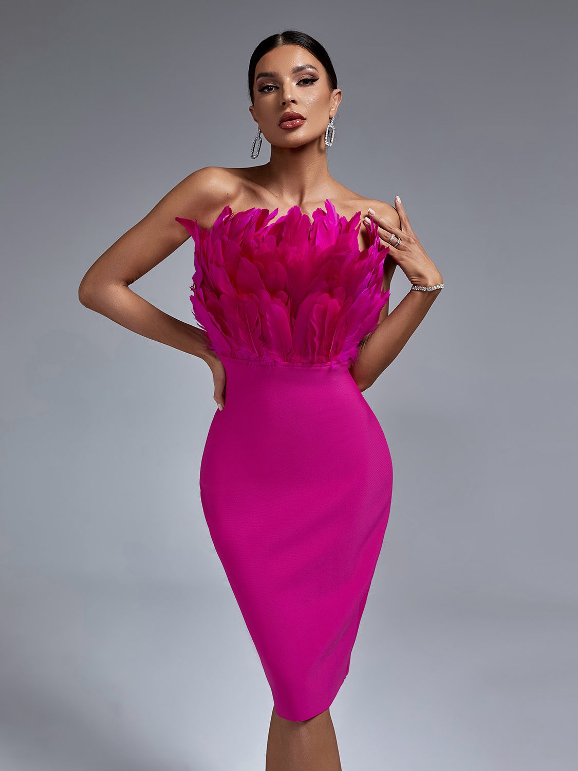 Olivia Feather Bandage Dress Fashion Closet Clothing