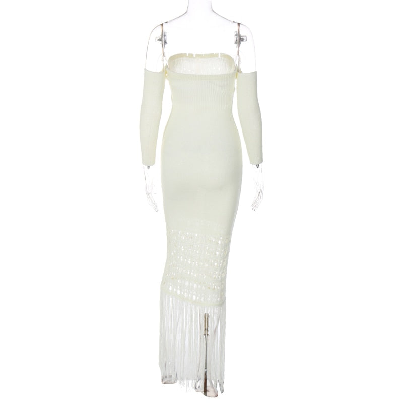 Olivia Knit Tassel Bodycon Maxi Dress Fashion Closet Clothing
