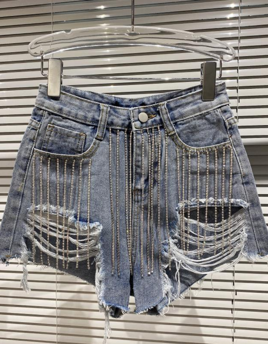 Olivia Tassel Denim Short Jeans Fashion Closet Clothing