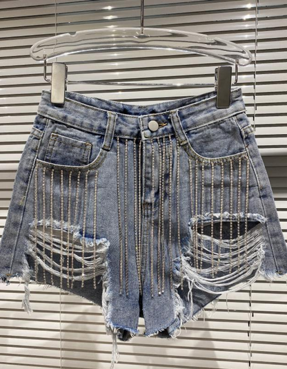 Olivia Tassel Denim Short Jeans Fashion Closet Clothing