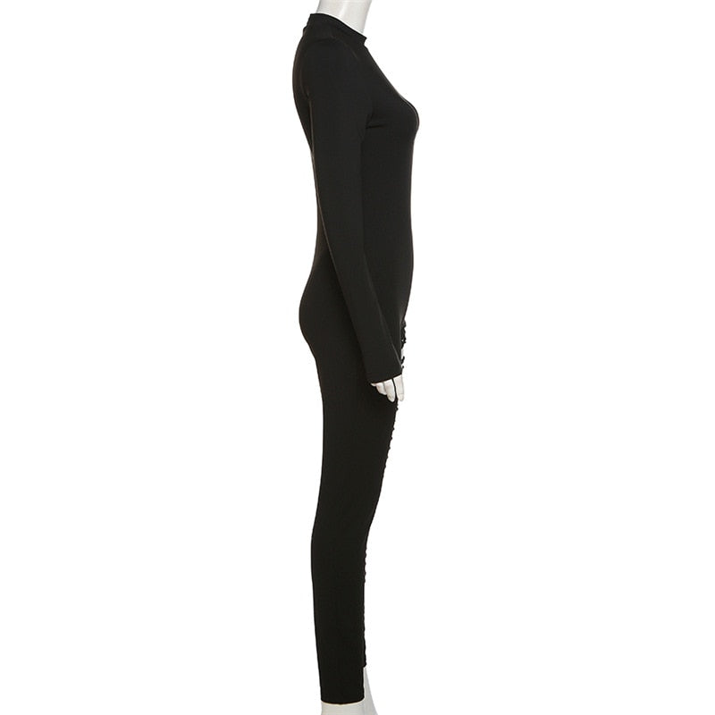 One Leg Cut Out Black Jumpsuit Fashion Closet Clothing