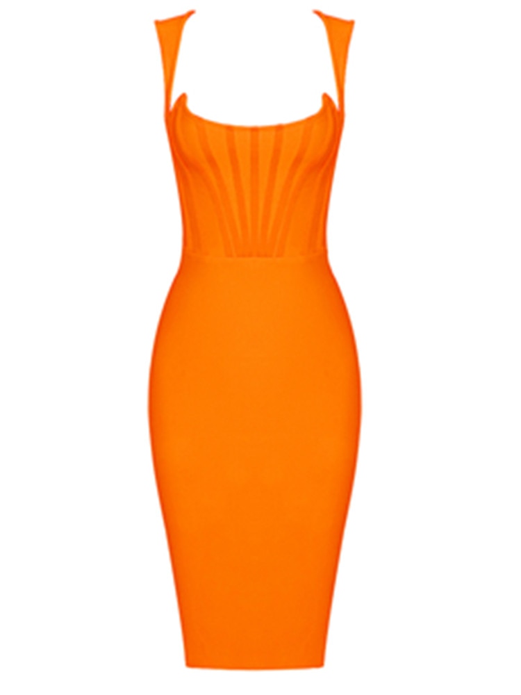 Orange Bodycon Bandage Dress Fashion Closet Clothing