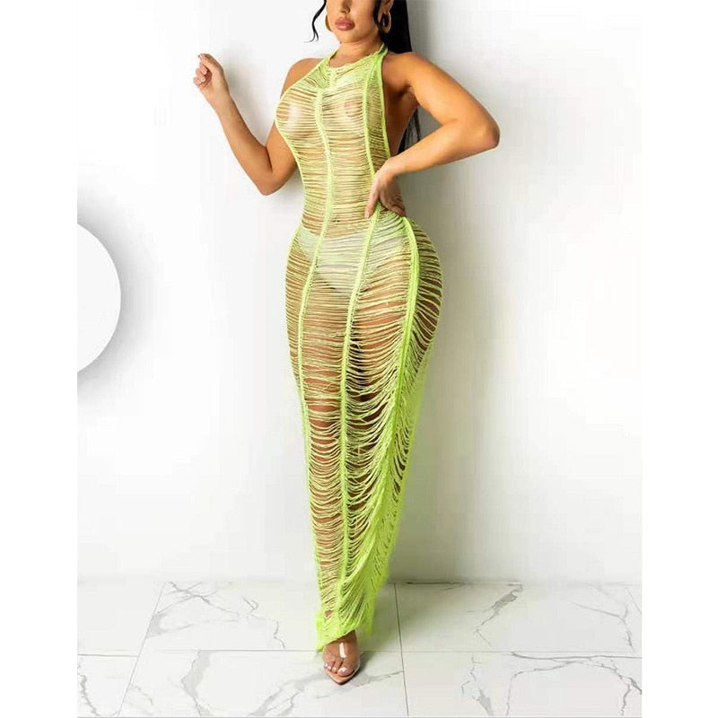 Paradise See Through Maxi Dress Fashion Closet Clothing