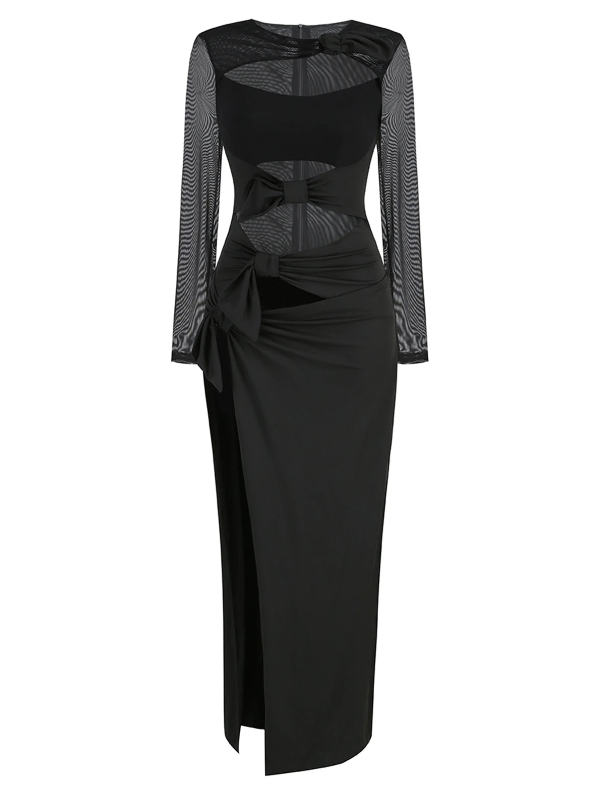 Paris Bow High Slit Maxi Dress Fashion Closet Clothing