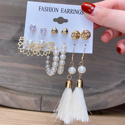Pearl Earrings Set Fashion Closet Clothing