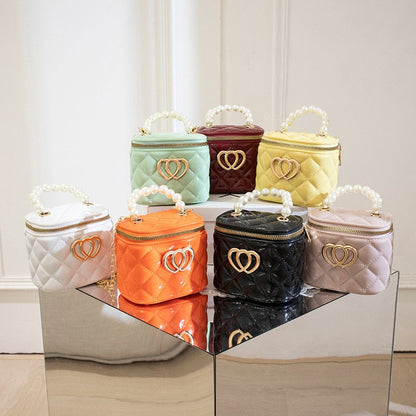 Pearl Heart Mini Tote Bucket Bag Fashion Closet Clothing