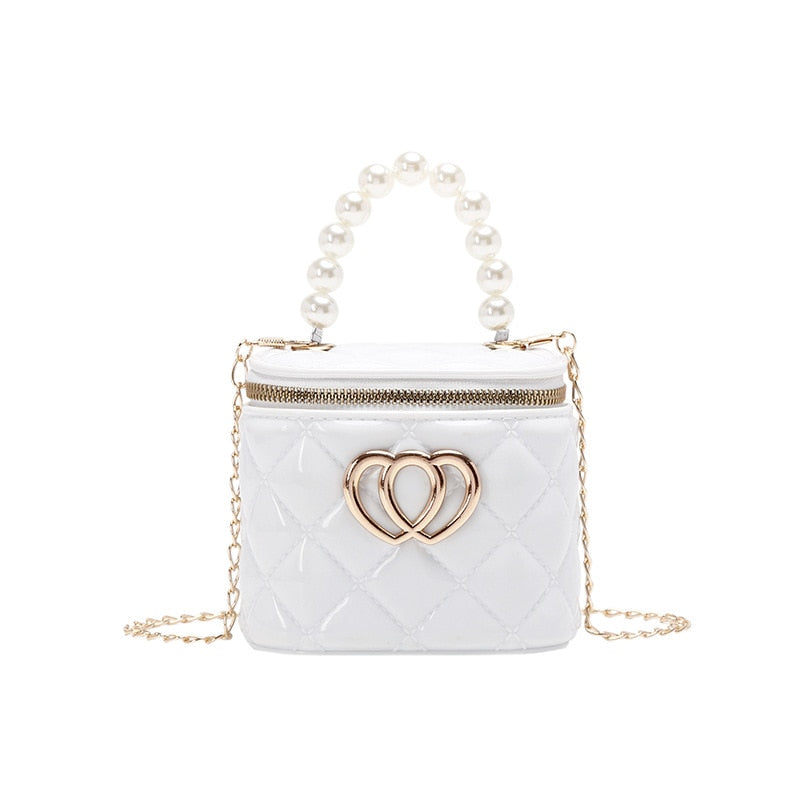 Pearl Heart Mini Tote Bucket Bag Fashion Closet Clothing