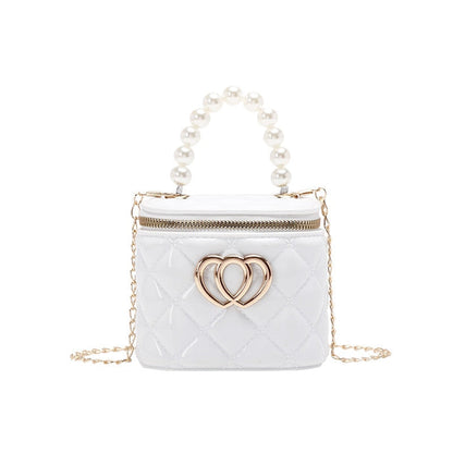 Pearl Heart Mini Tote Bucket Bag Fashion Closet Clothing