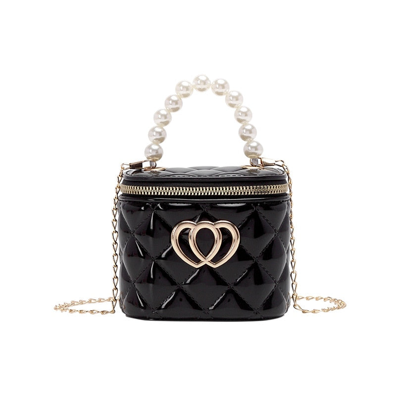 Pearl Heart Mini Tote Bucket Bag Fashion Closet Clothing