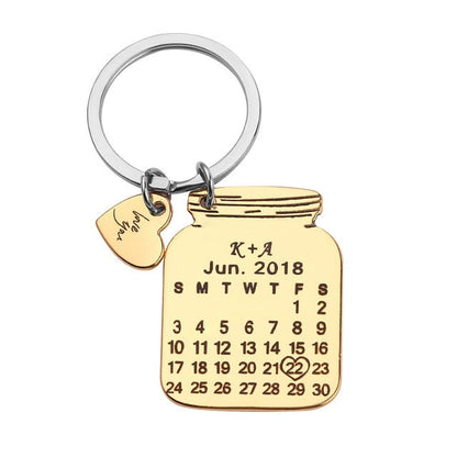 Personalized Hand-engraved Calendar Keychain Fashion Closet Clothing