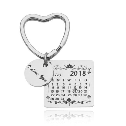 Personalized Hand-engraved Calendar Keychain Fashion Closet Clothing