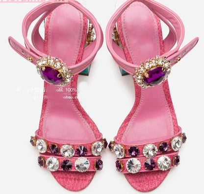 Pink Button Rhinestone Fairy Retro Heels Fashion Closet Clothing