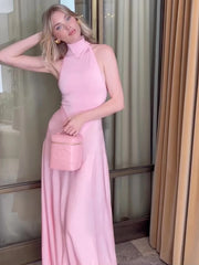 Pink Satin Chiffon Dress Fashion Closet Clothing