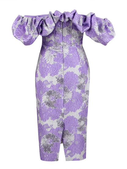 Purple Bodycon Elegant Midi Dress Fashion Closet Clothing