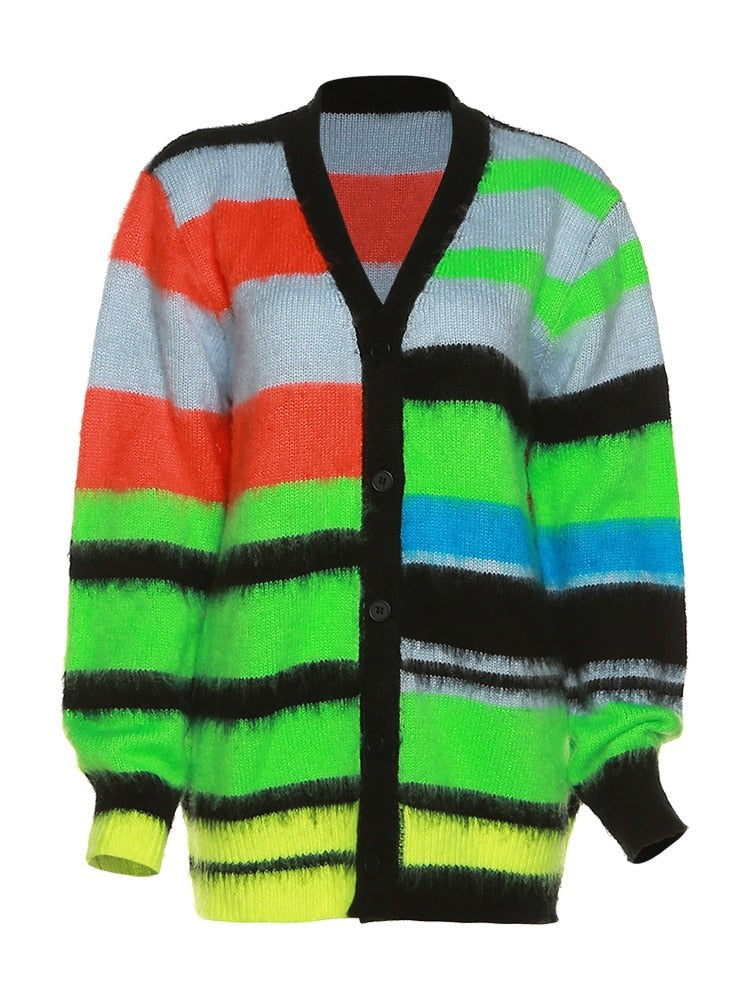 Rainbow Cardigan Sweater Top Fashion Closet Clothing