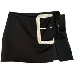 Rhinestone Buckle Mini Skirt Fashion Closet Clothing
