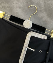Rhinestone Buckle Mini Skirt Fashion Closet Clothing