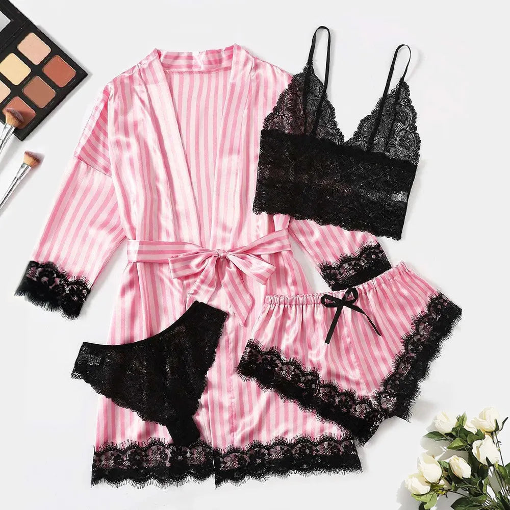 Robe Silk Pajama Set Fashion Closet Clothing