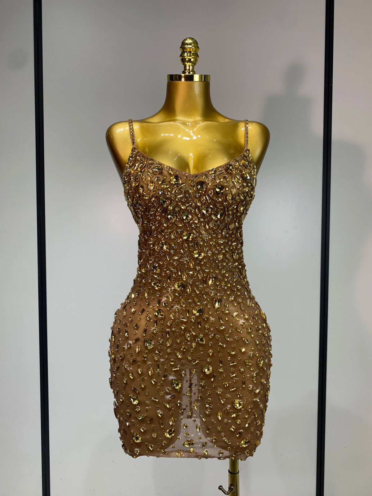 Zoey Rhinestone Mesh Mini Dress