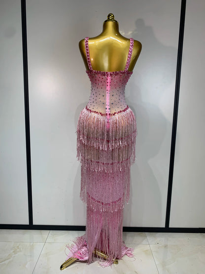 Maxine Tassel Mesh Maxi Dress