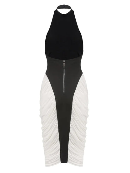 Lorie Pleated Bandage Midi Dress