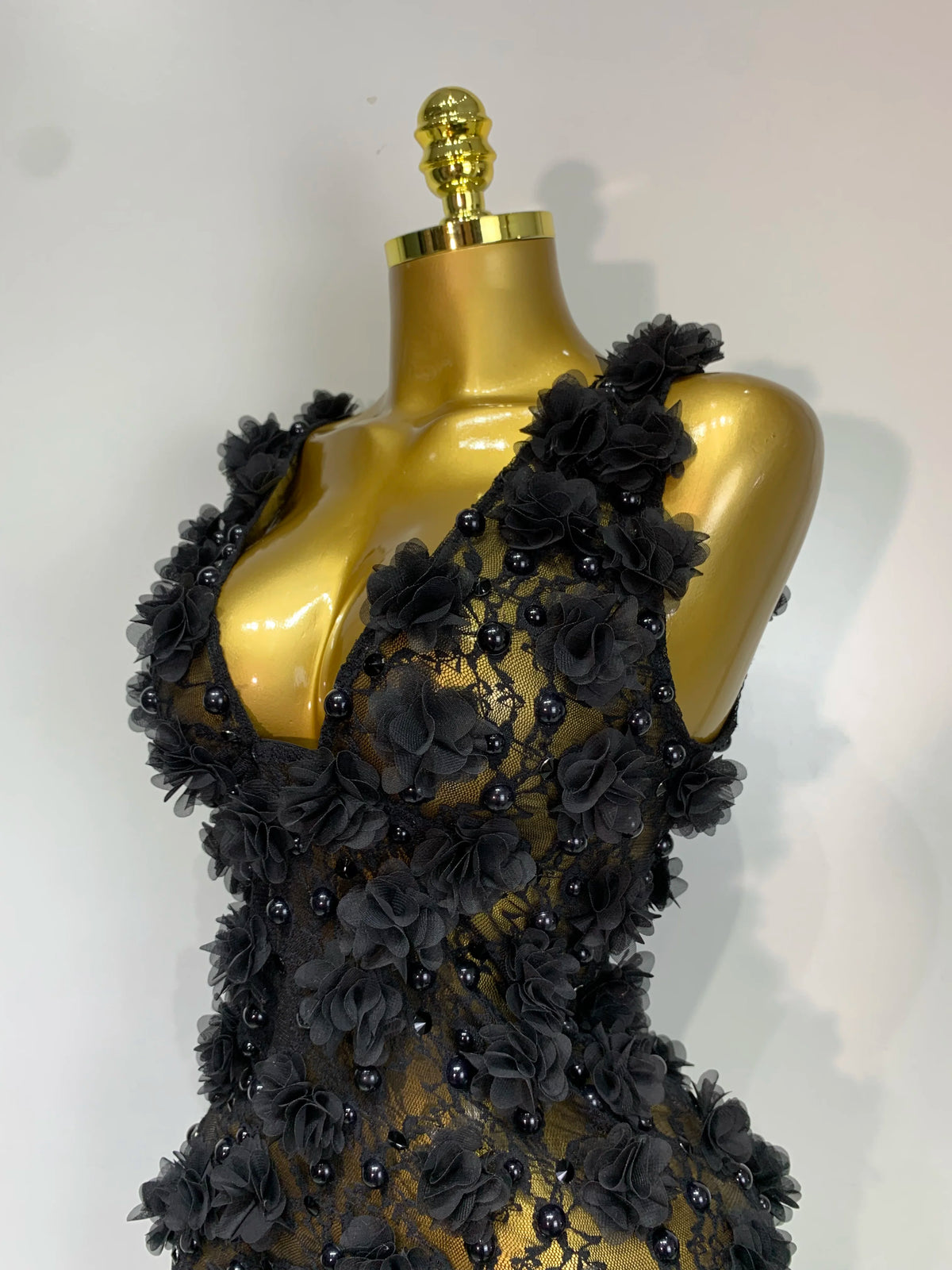 Bloom Pearls Lace Mini Dress