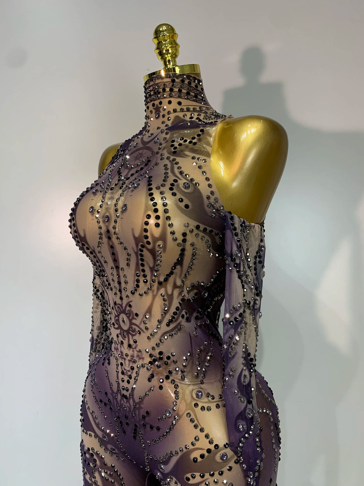 Alyza Rhinestone Mesh Jumpsuit