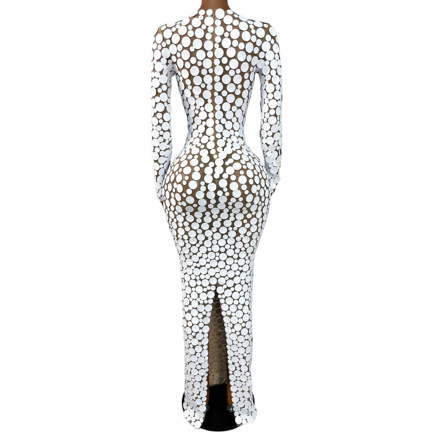 White Points Mesh Maxi Dress