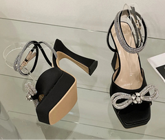 Crystal Bowknot Platform Heels