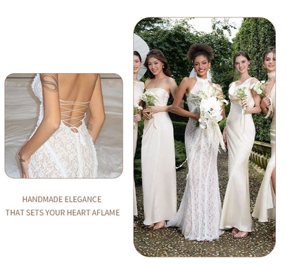 White Lace Mermaid Maxi Dress