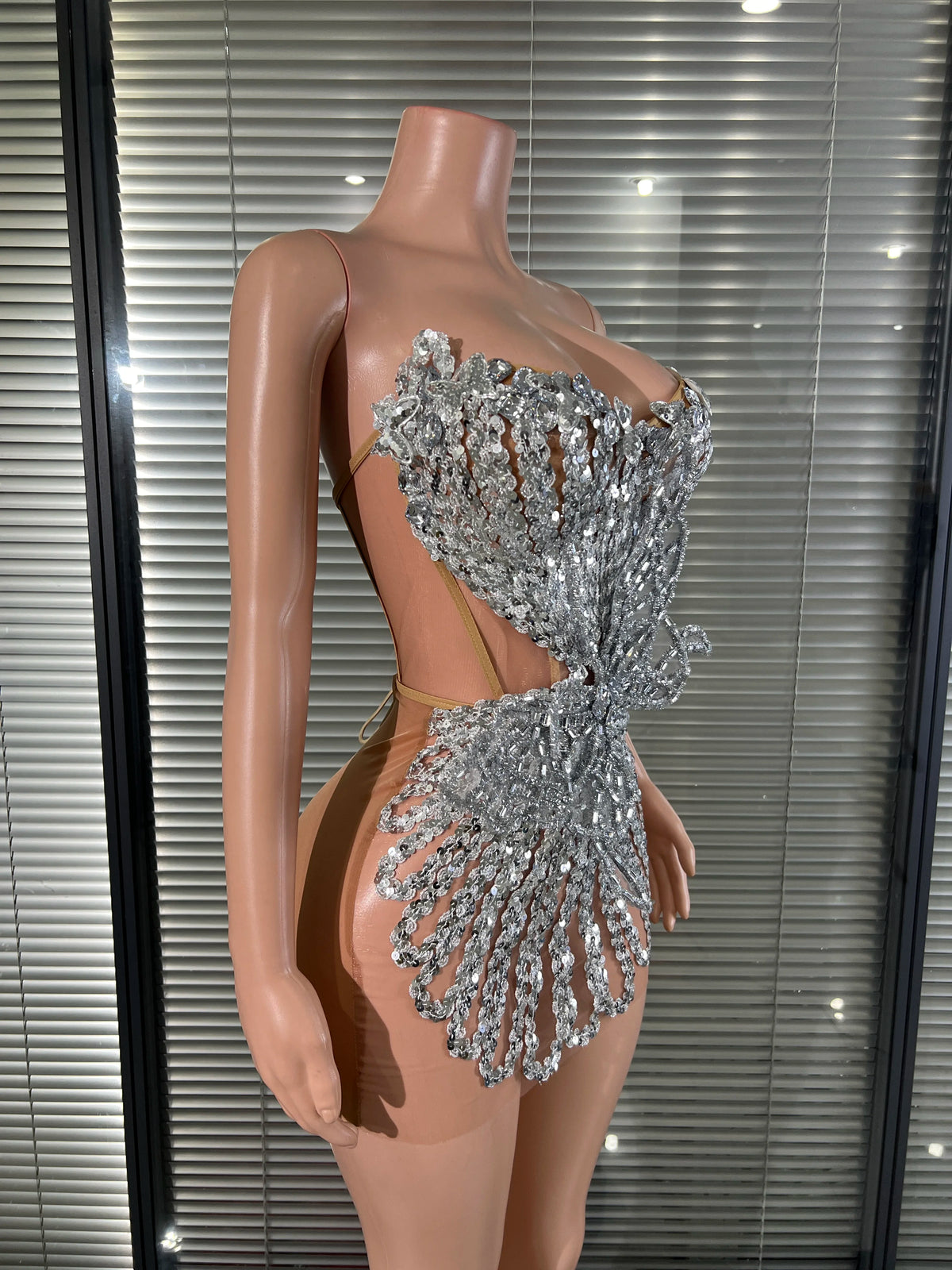 Butterfly Mesh Mini Dress