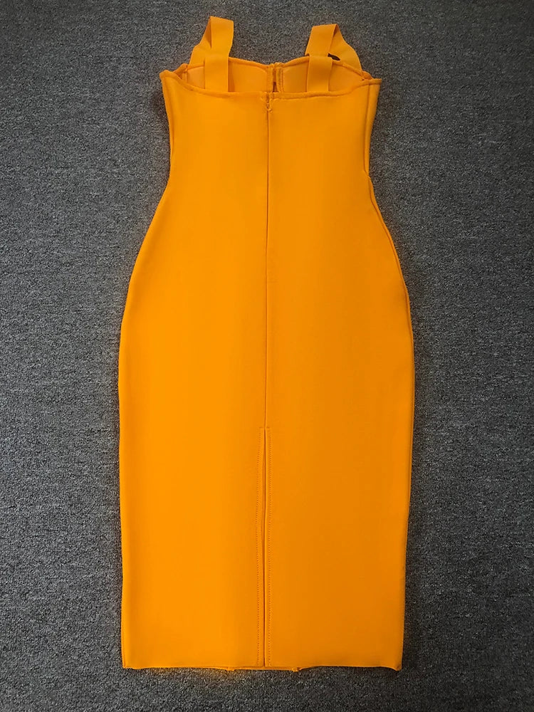 Vibrant Orange Bodycon Bandage Dress