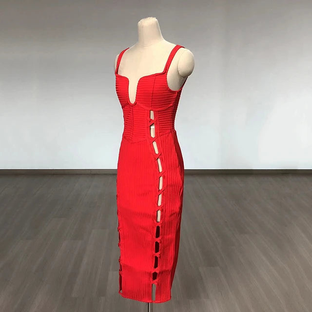 no cuts given dress Vestido Midi Bandage No Cuts Given - Rojo