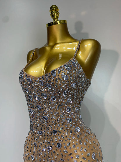 Zoey Rhinestone Mesh Maxi Dress