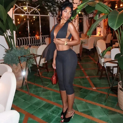 Melynda Mesh Capri Set