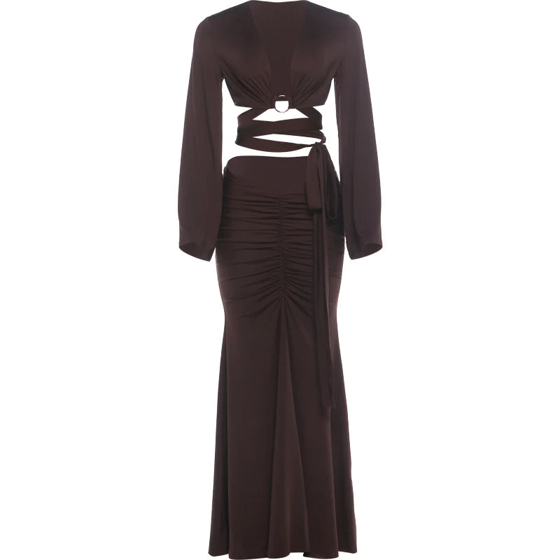Puff Sleeve Ruched Skirt Set