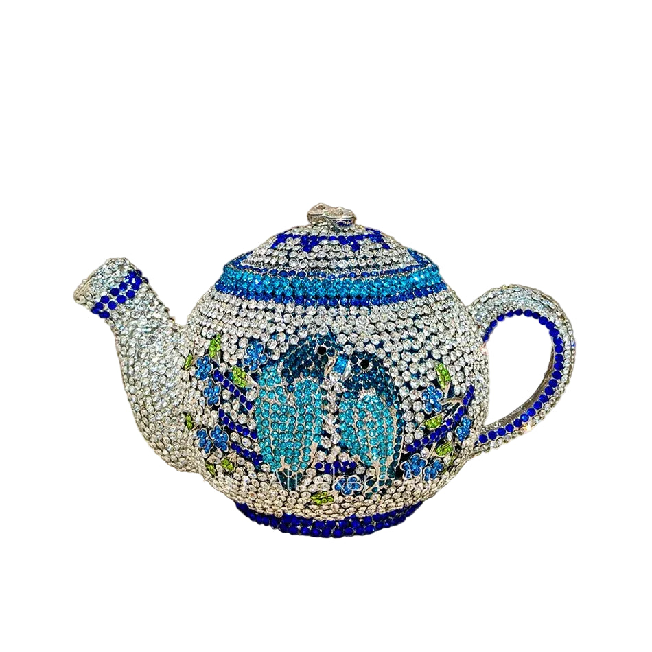 Teapot Rhinestone Clutch Bag