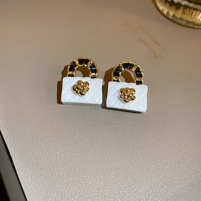 Leather Handbag Shape Earrings