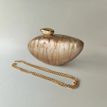 Shell Pearl Marble Clutch Purse