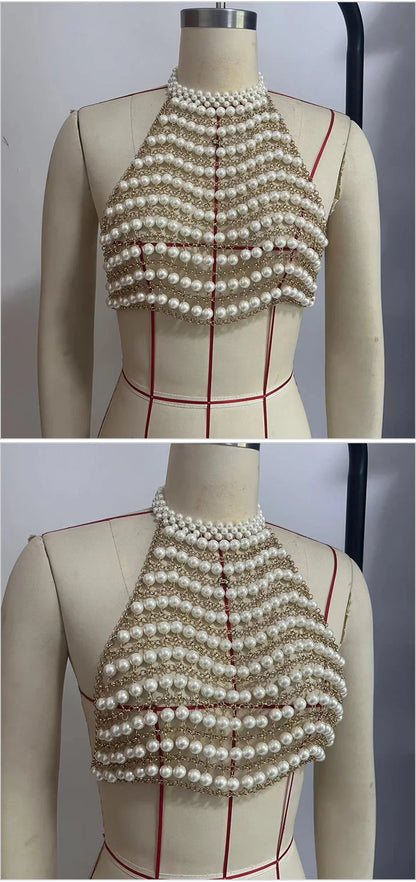 Pearl Embellished Crop Top